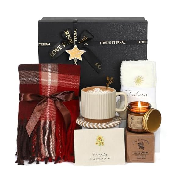 TinkerPlay Geschenke für Frauen Wellnessgeschenke Geburtstagsgeschenk Winter Geschenke Frauen mit Schal Socke Duftkerzen Grußkarten Weihnachten Geschenk für Mama Freundin Frau Schwester