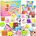 32 Pcs Animals Mochi Squishy Toys, Blink Box Mini Squishies Cute Squishy Set Sensory Stress Relief Toys Squishy Party Bag Fillers Party Favor for Kids，Blocks