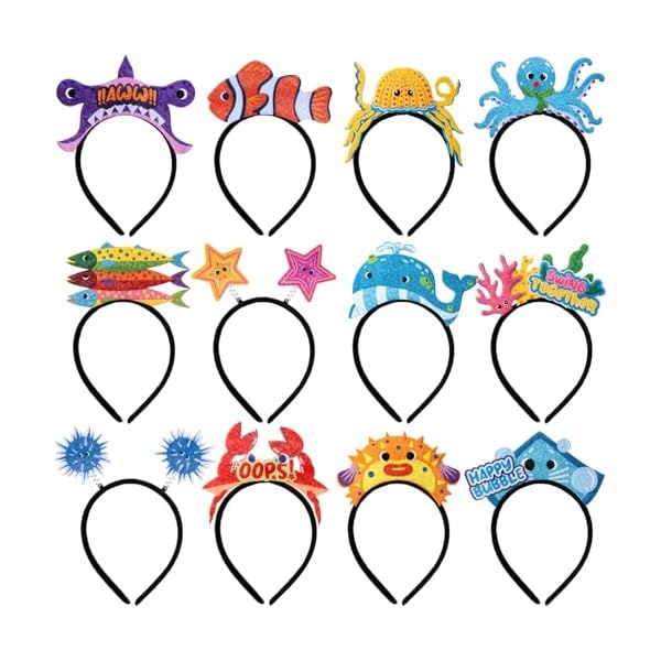 12 PCS Kinder Haarreif Filz Stirnbänder,Kopfbedeckung Karneval Fotobox Accessoires, Themenparty Kindergeburtstag Mitgebsel Spielzeug Geschenke für Mädchen Jungen