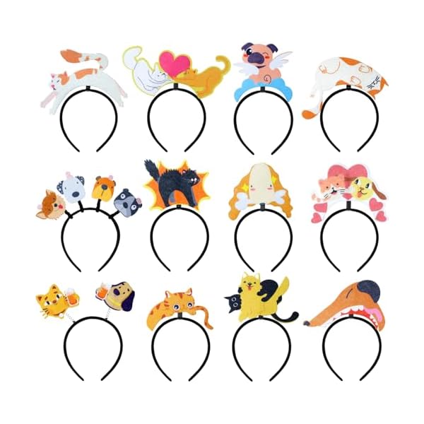 12 PCS Kinder Haarreif Filz Stirnbänder,Kopfbedeckung Karneval Fotobox Accessoires, Themenparty Kindergeburtstag Mitgebsel Spielzeug Geschenke für Mädchen Jungen