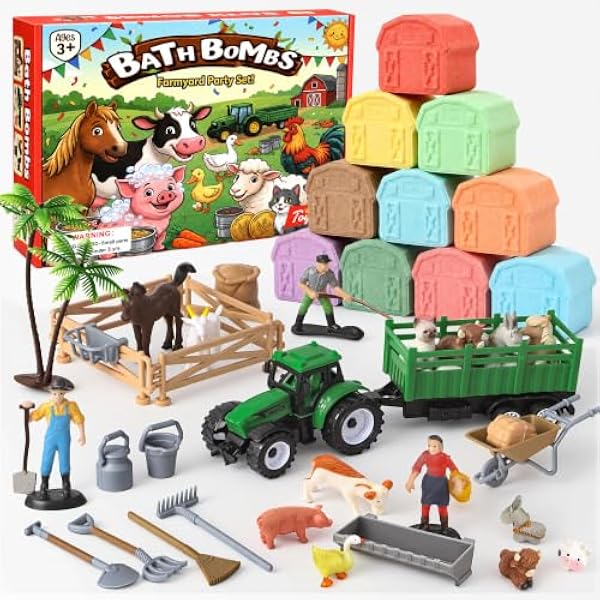 12 STK Bauernhof Badebomben Badekugeln Kinder mit Überraschung, Farm Badezusatz Kinder mit Badewannenspielzeug Badespaß Badekugeln Geburtstag Geschenke Spielzeug für Mädchen Jungen