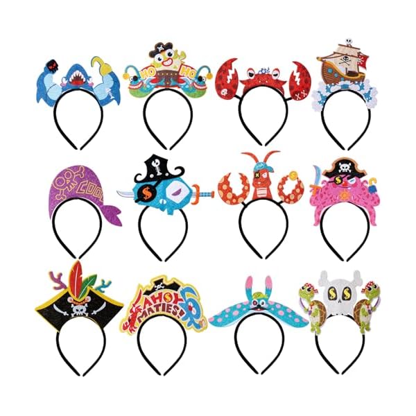 12 PCS Kinder Haarreif Filz Stirnbänder,Kopfbedeckung Karneval Fotobox Accessoires, Themenparty Kindergeburtstag Mitgebsel Spielzeug Geschenke für Mädchen Jungen