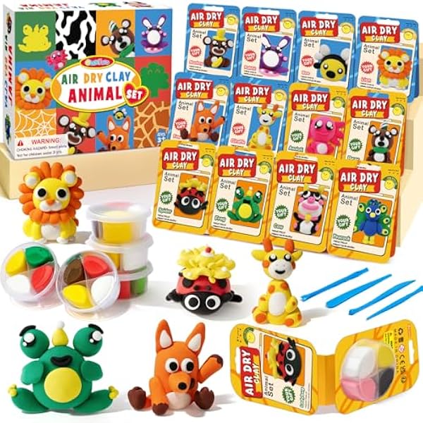 Argile Autodurcissante Enfant, 12PCS Pate a Modeler Autodurcissante Clay Set Animaux Pate Autodurcissante pour Enfants, Geburtstag Cadeau pour Garçons et Filles dès 3 Ans