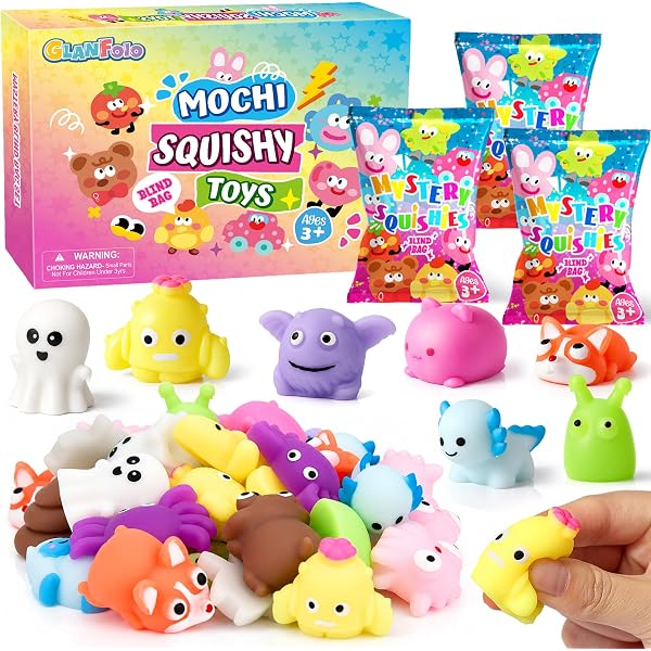 32 PCS Mochi Squishy Toys Set Mini Kawaii Squishies Anti Stress Relief Fidget Spielzeug Party Mitgebsel Kindergeburtstag Kleine Geschenke für Kinder Mädchen Jungen