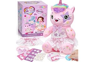 Kuscheltier Plüschtier Stuffed Animals Selber Machen Set mit Farben Laserpointer Kleidung Kleider Aufkleber Bastelset Kinder Kreatives Spielzeug Geschenke für Kinder Mädchen 5 6 7 8 Jahren (Einhorn)