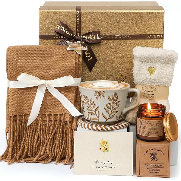 TinkerPlay Geschenke für Frauen Wellnessgeschenke Geburtstagsgeschenk Winter Geschenke Frauen mit Schal Socke Duftkerzen Grußkarten Weihnachten Geschenk für Mama Freundin Frau Schwester
